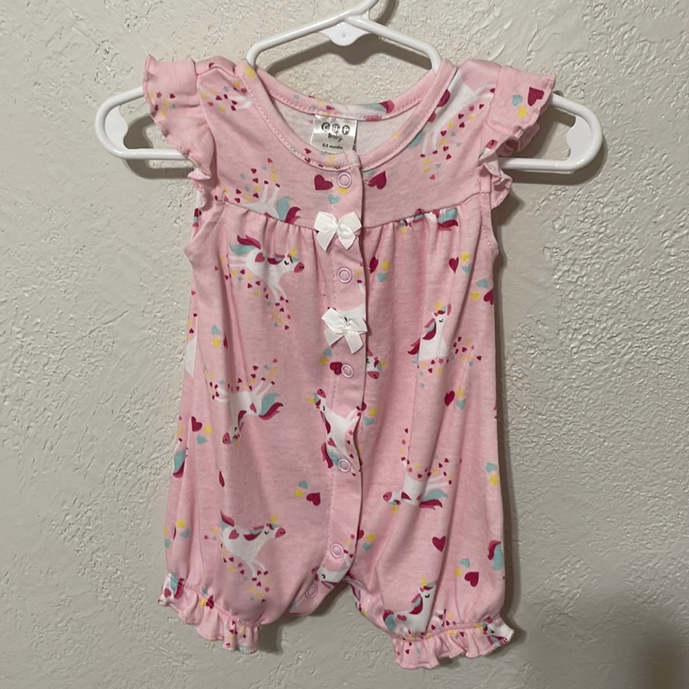 0-3 month unicorn romper
